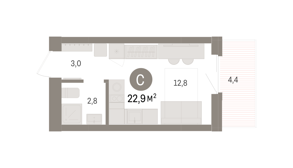 22.93 кв.м, кварталы «Драверта»