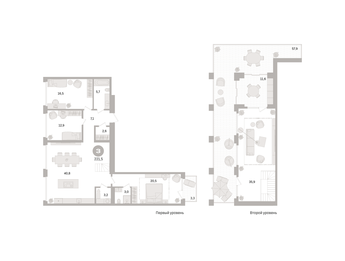 3 комн. Квартира 221.5 кв. м