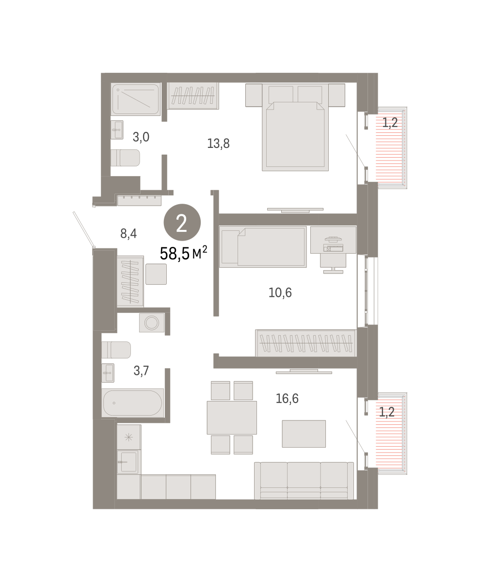 Купить 2-комнатную квартиру 58,5 м2 в Москве, ВАО, 11 этаж в ЖК Метроном |  Nikoliersdom