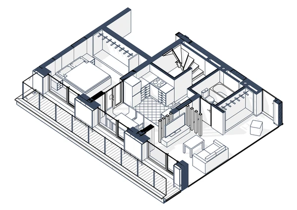 НС-ГП8-6-313 - Квартира с объединенной кухней-гостиной и одной спальней ...